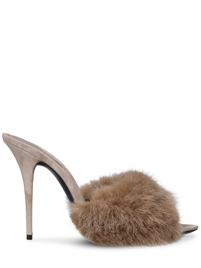 105mm La 16 faux fur mule sandals | Luisaviaroma