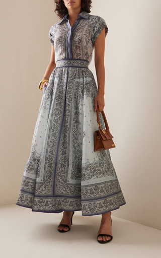 Matchmaker Gathered Linen-Silk Midi Skirt | Moda Operandi (Global)
