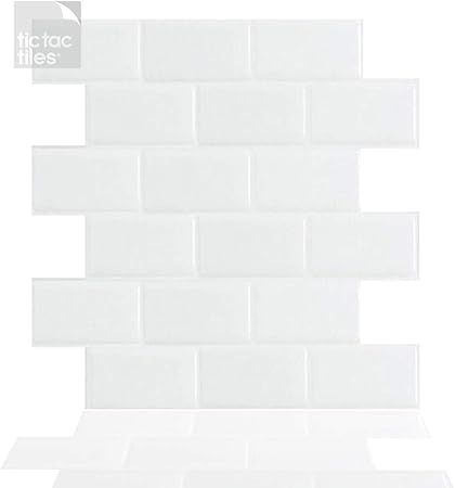 Tic Tac Tiles 5-Sheets 12"x 12" Peel and Stick Self Adhesive Removable Stick On Kitchen Backsplas... | Amazon (US)