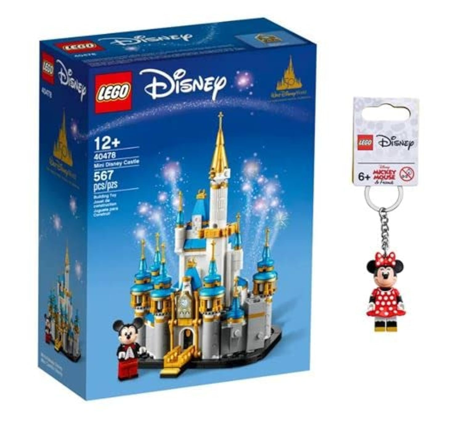 LEGO Disney 50th Anniversary Mini Disney Castle Building Kit + Minnie Mouse Keychain Gift Set (Mi... | Amazon (US)