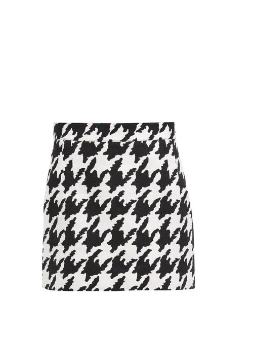Elzinga - Houndstooth-jacquard Mini Skirt - Womens - Black White | Matches (US)