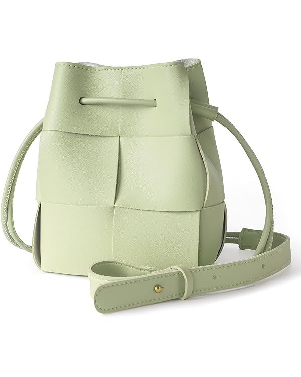 Woven Crossbody Bags for Women, Handmade Woven Leather Bucket Bag Hobo Bags for Women. Small Buck... | Amazon (US)