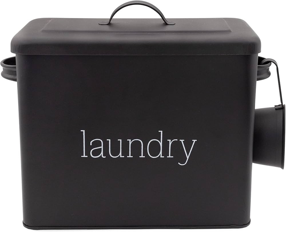 AuldHome Enamelware Laundry Powder Container (Black), Enamelware Detergent Bin with Scoop | Amazon (US)