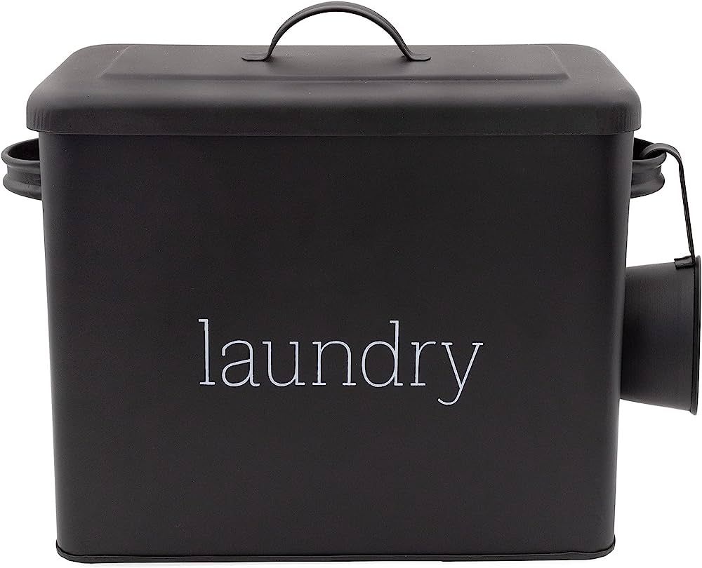 AuldHome Enamelware Laundry Powder Container (Black), Enamelware Detergent Bin with Scoop | Amazon (US)