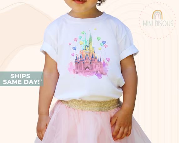 Castle Watercolor T-shirt, Matching theme park shirts, Mouse Women Unisex family shirts kids shir... | Etsy (US)