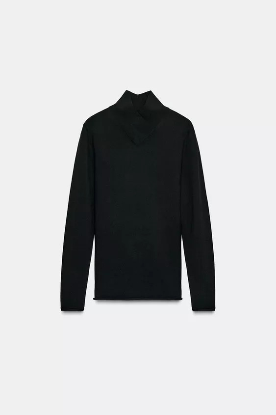 WOOL CROSSOVER HIGH NECK JUMPER | Zara US