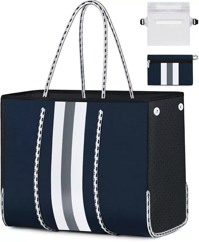 LMYYG Beach bag,Multipurpose Neoprene Bag,Large Tote Bag,Waterproof Shoulder Beach Bag for Travel Beach Gym Swimming