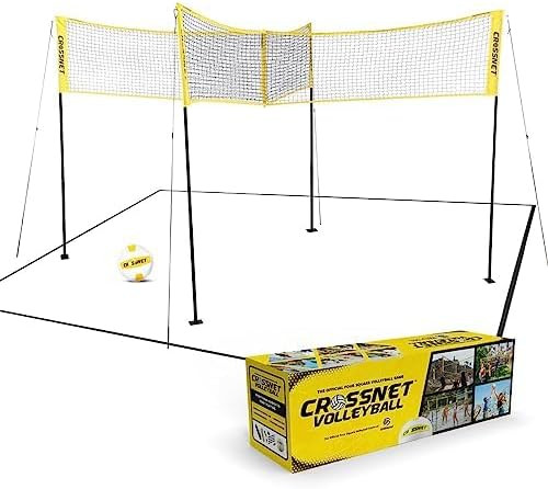 CROSSNET 4-Way Volleyball Net with Carrying Backpack & Ball - 4 Square Volleyball Game Set for Ad... | Amazon (US)