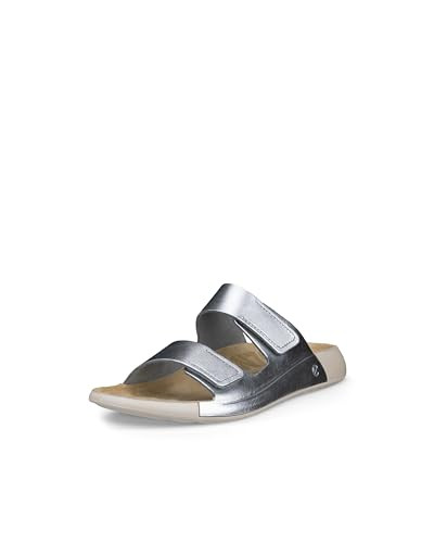 ECCO Women's Two Band Slide Sandal, PURE SILVER METALLIC, 8-8.5 | Amazon (US)