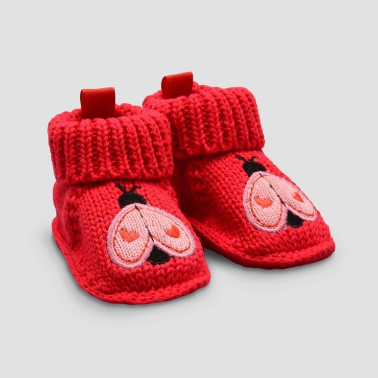 Carter's Just One You® Baby Bug Knitted Slippers - Red 0-3M | Target