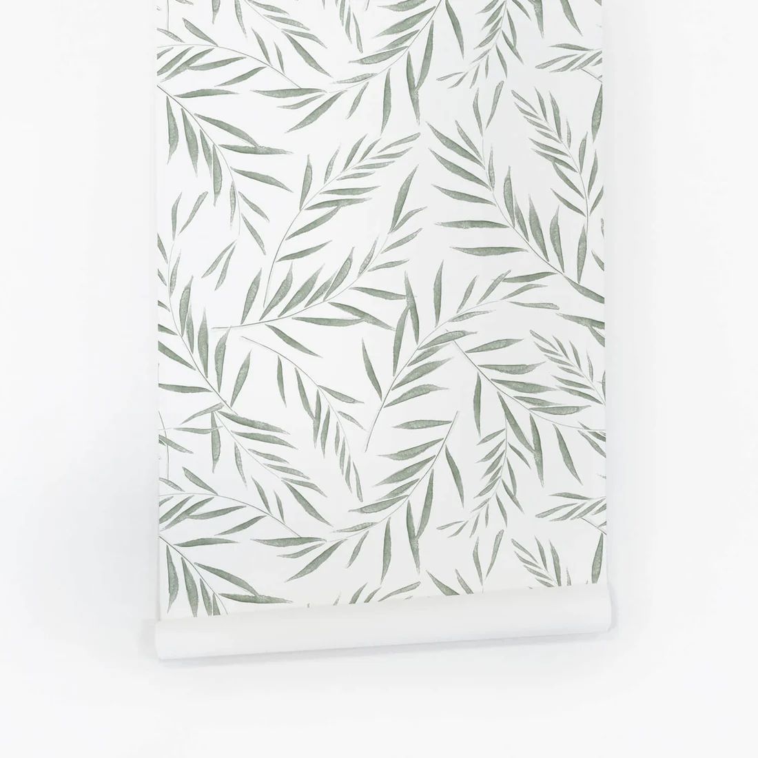 Light green botanical foliage removable wallpaper | Livettes Wallpaper