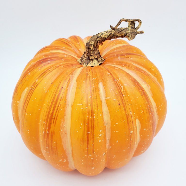 Way to Celebrate Harvest Natural Short Orange Brushed Foam Pumpkin 7” - Walmart.com | Walmart (US)