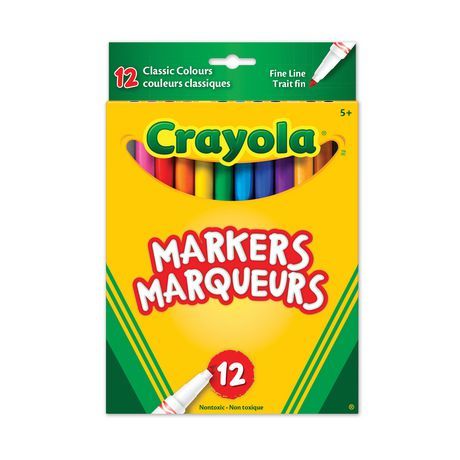 Crayola Fine Line Markers, 12 Count, Fine tip for outlining, writing and drawing. | Walmart (CA)