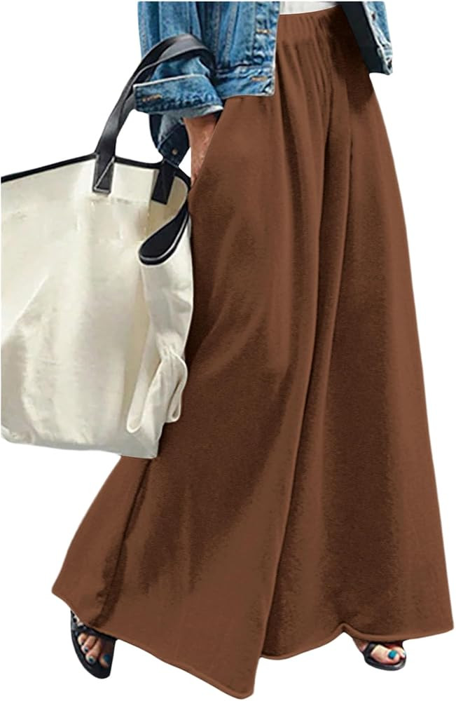 Women's Wide Leg Sweatpants High Elastic Waist Flowy Palazzo Pants Loose Baggy Pants Bottoms | Amazon (US)