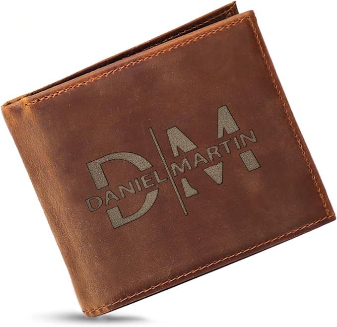 Personalized Gifts for Men Wallet, Custom Leather Wallets for Him, Boyfriend, Husband, Mens, Son,... | Amazon (US)