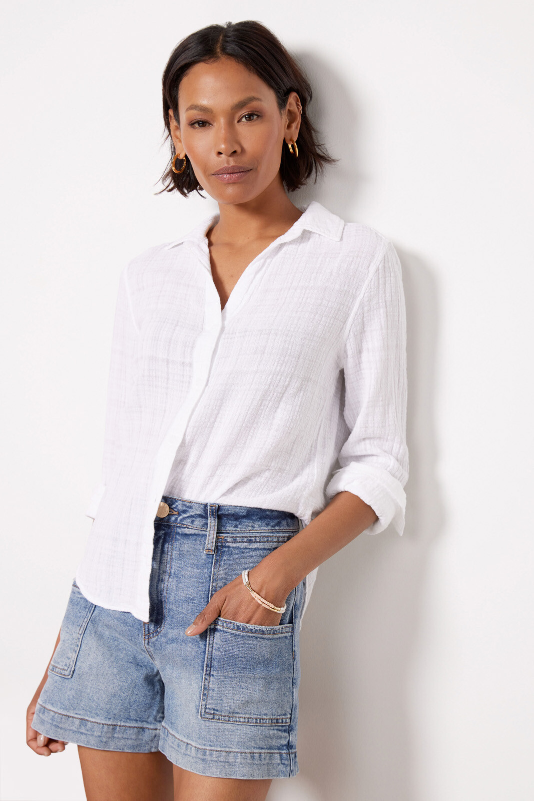 Textured Long Sleeve Shirt | Evereve