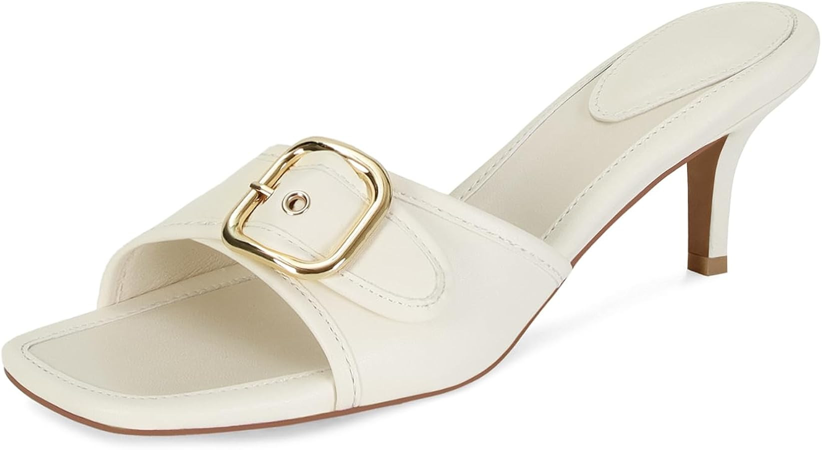 Dsevht Black Kitten Heel Sandals Stiletto Low Heels Slip On Slides Mule Sandal Square Open Toe Dr... | Amazon (US)