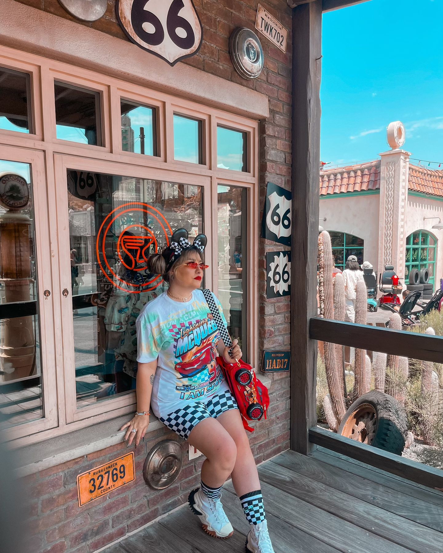 Hello. Welcome to Radiator Springs, gateway to Ornament Valley. Legendary for its quality service and friendly hospitality. How can we help you?🏜️🛣️⚡️🏎️🏁🌵⛽️🚦
We made it to our Piston Cup 🏆 it’s called Friday aka the weekend! What are your weekend plans? I was invited to the @imaginarium360 so I will be going with the boys and Erick, so make sure you follow along! 😊
.. 📸 @alana_inwonderland 🫶🏼
..
..
Outfit 🔗 on my Amazon store front as Pixar Cars Summer Bound🏁🏆
Thank you for lending me this cutie styled Lightning mc queen bag⚡️and cozy @magicallysarita 🏎️🫶🏼