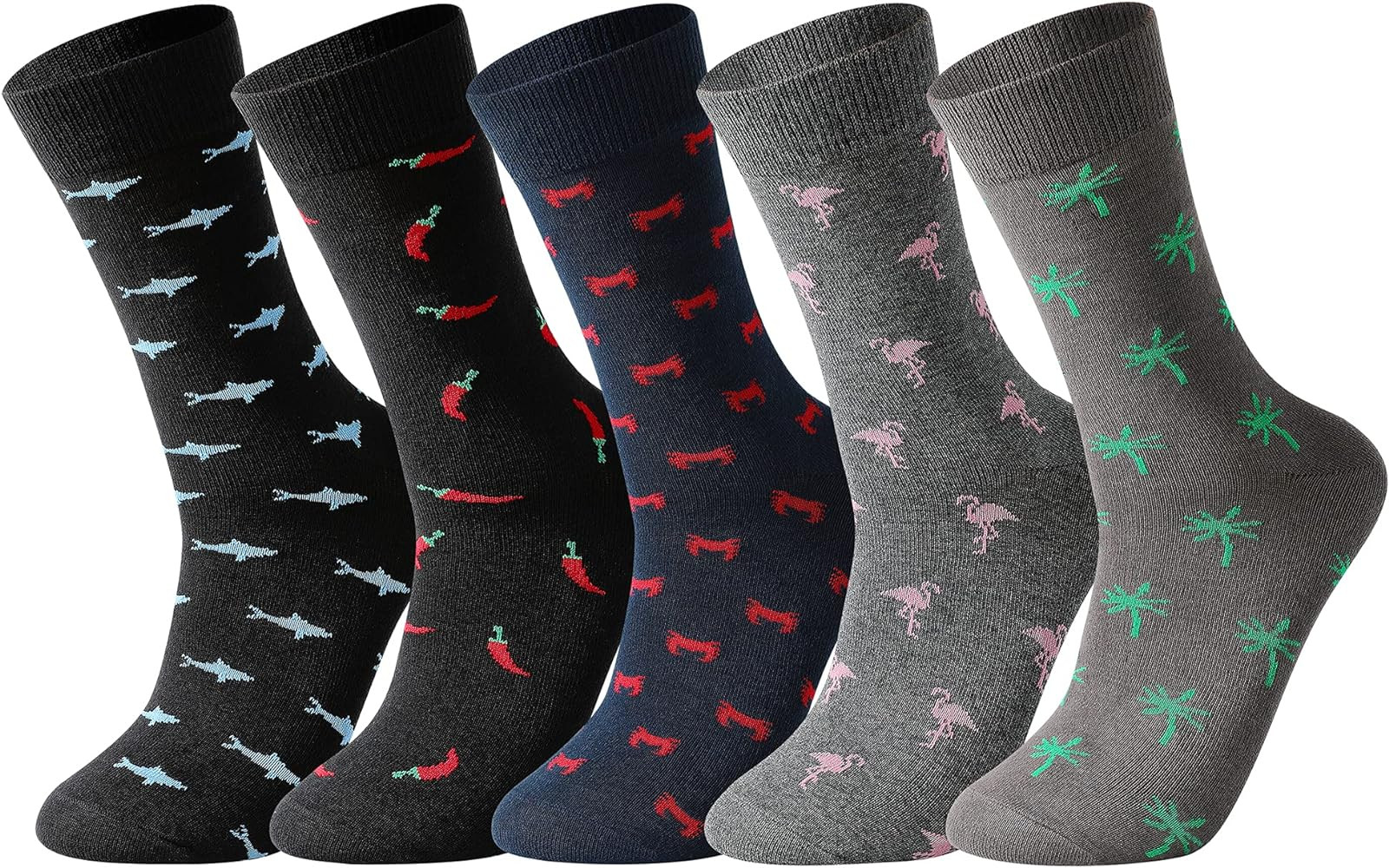 GLENMEARL Mens Dress Socks, 5 Pair Combed Cotton Colorful Patterned Funny Crew Socks for Men Comf... | Amazon (US)