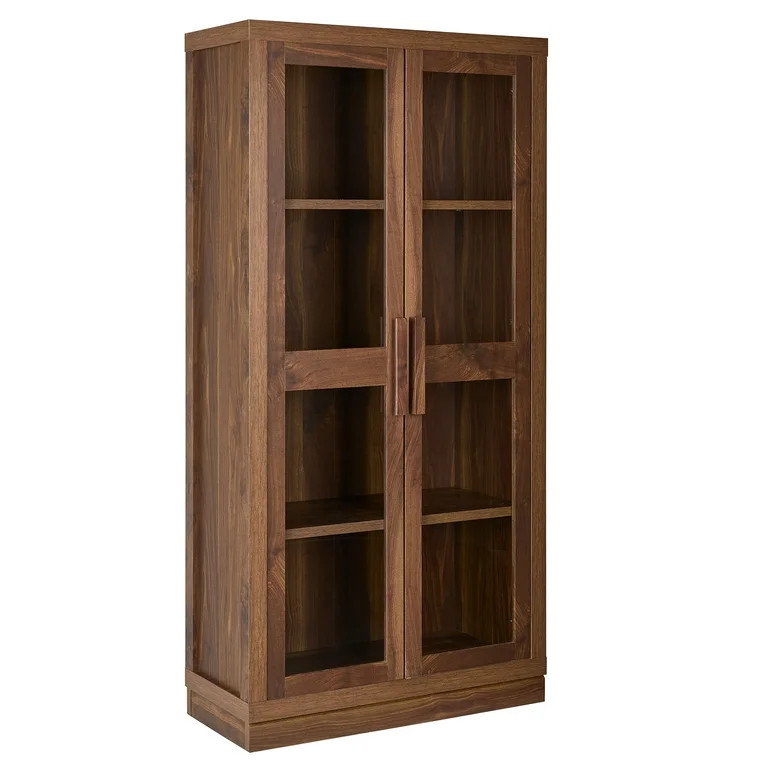 Better Homes & Gardens Ezra Glass Door Storage Accent Cabinet, Warm Walnut finish | Walmart (US)