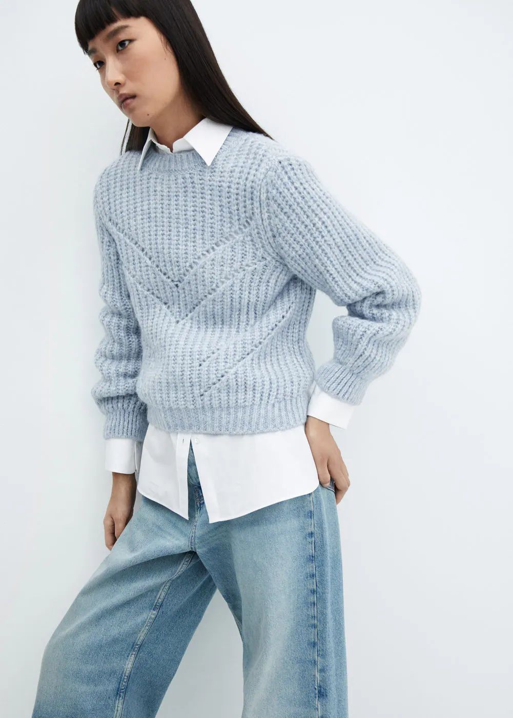 Open work-detail sweater -  Women | Mango USA | MANGO (US)