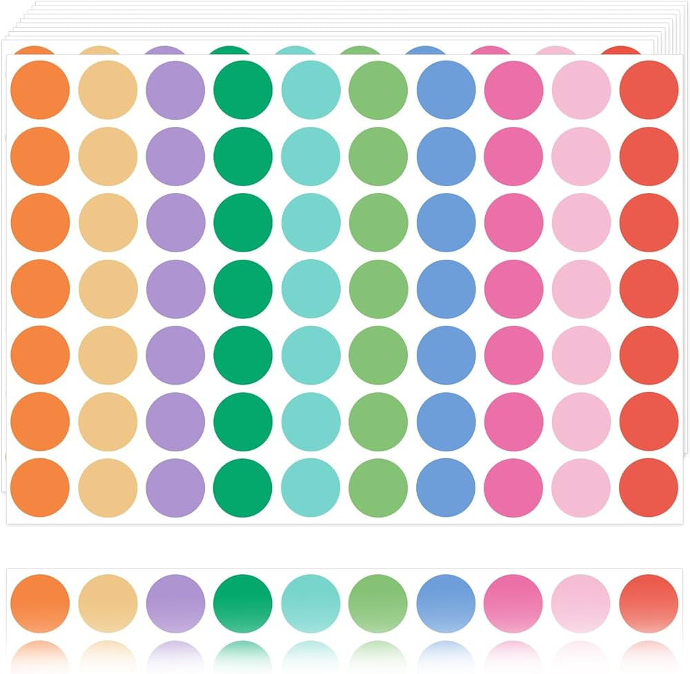 1" Colored Dot Stickers 1050 PCS Round Circle Stickers Colored Coding Labels Stickers (Colorful) | Amazon (US)