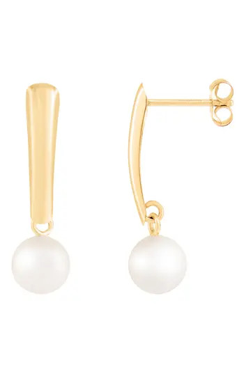 SPLENDID PEARLS 14K Gold 7-8mm Cultured Freshwater Pearl Drop Earrings in White at Nordstrom Rack | Nordstrom Rack