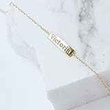 Custom Name Bracelet for Women 14K Gold Personalized Bar Name Bracelet Kids Name Nameplate Word Cust | Amazon (US)