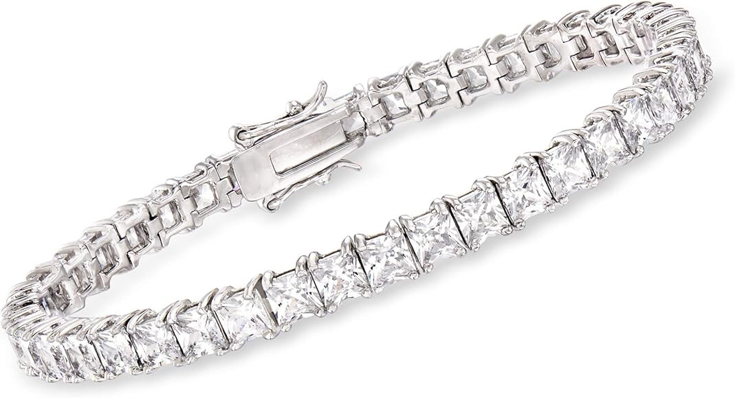 Ross-Simons 16.00 ct. t.w. Princess-Cut CZ Tennis Bracelet in Sterling Silver | Amazon (US)