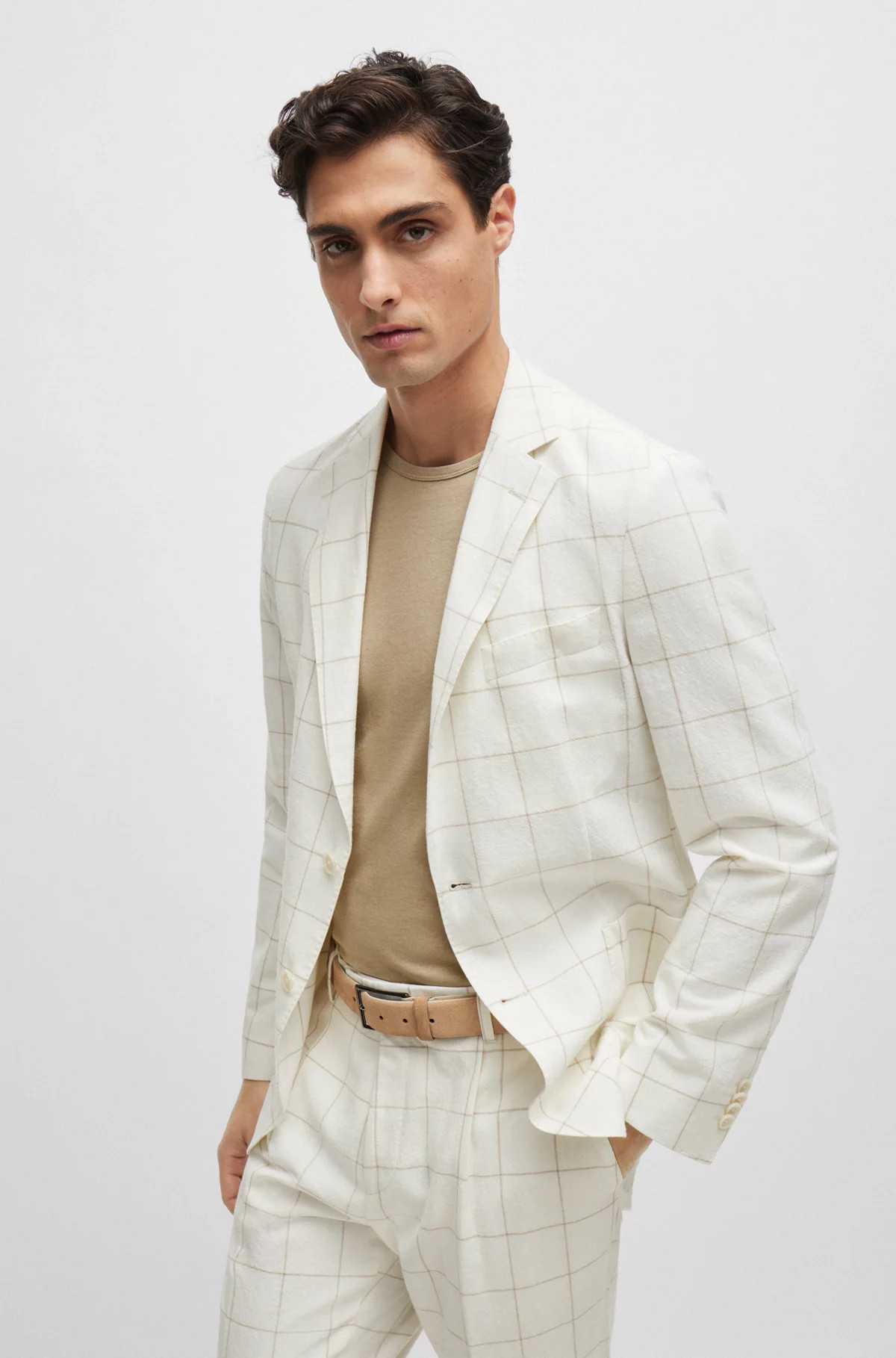 Slim-fit two-piece suit in checked material | Hugo Boss (US)