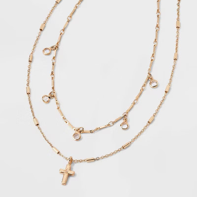 Cross Charm Multi-Strand Necklace - Wild Fable™ Gold | Target