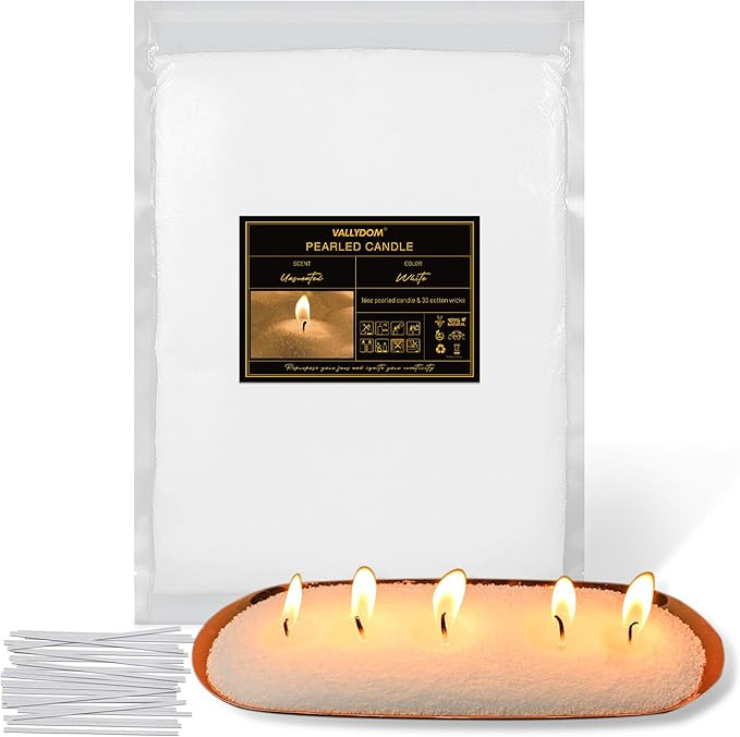VALLYDOM Pearled Candle 16oz/ 1lb, Unscented Pearled Candle Sand with 30 Wicks, Plant-Based Sand ... | Amazon (US)