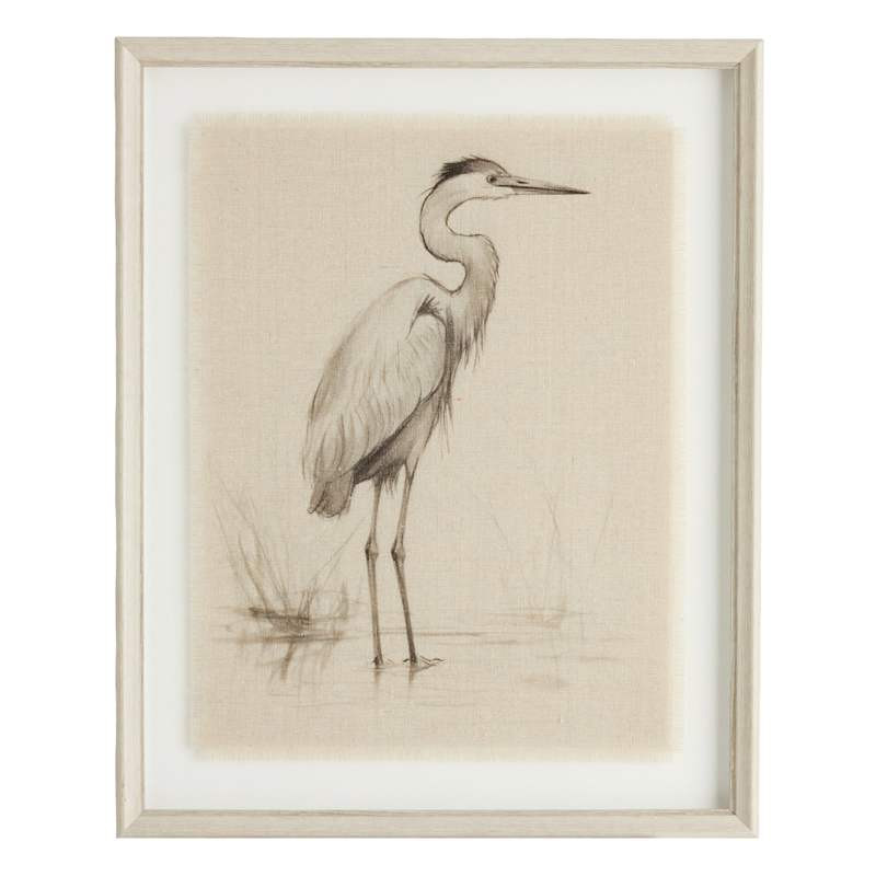 Pencil Sketched Graceful Heron Wall Art, 17x21 | At Home