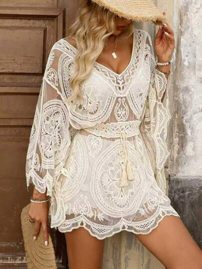 1 peça capa de praia para mulher em malha com estampado paisley e cores contrastantes, estilo ca... | SHEIN