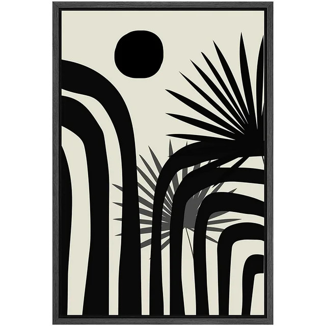 PixonSign Framed Canvas Print Wall Art Mid-Century Geometric Jungle Leaf Landscape Abstract Shape... | Walmart (US)