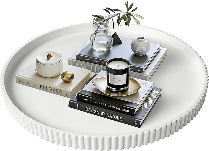 Gurfuy 24" Round Extra Large Ottoman Serving Tray - Rustic Wooden Table Tray for Farmhouse Decora... | Amazon (US)