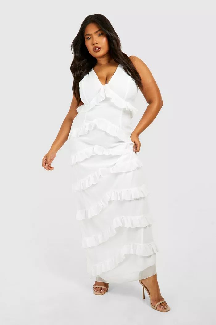 Plus Woven Ruffle Maxi Dress | boohoo (US & Canada)