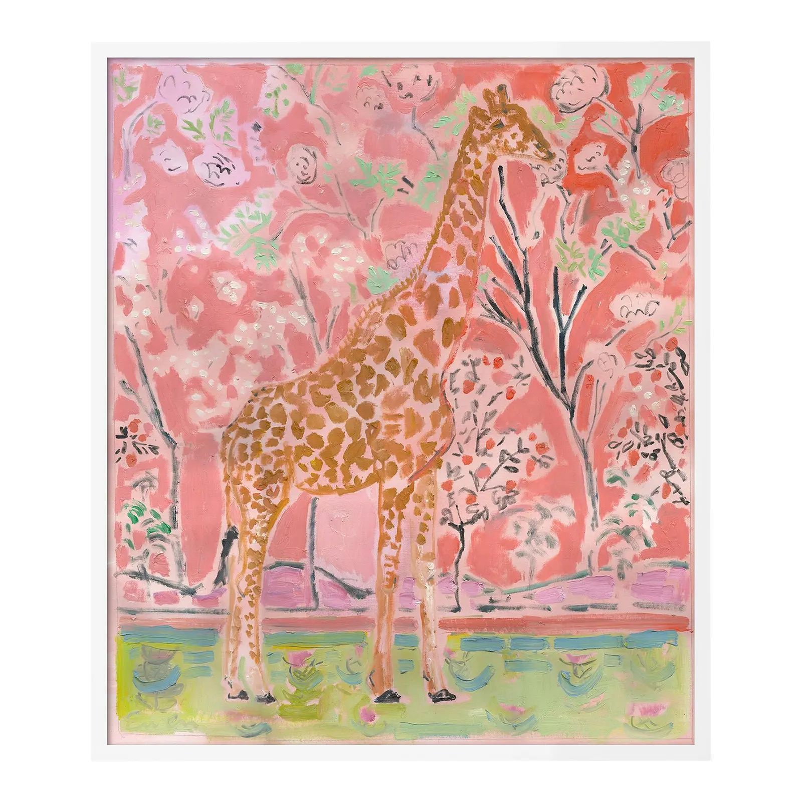 Giraffe Facing Right by Anne-Louise Ewen in White Frame, Medium Art Print | Chairish