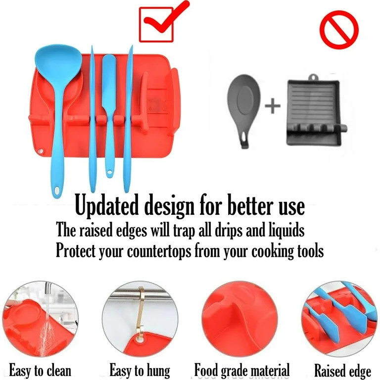 2026 New 2-in-1 Silicone Utensil Rest with Drip Pad, Spoons Rest, Heat-Resistant Spoon Rests for ... | Walmart (US)