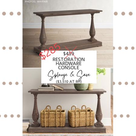 🚨BACK IN STOCK AND ON SALE FOR $285 (smoked barn wood colour)🚨 If you’re looking for a wood spindle console table or entryway table, this could be it!

Restoration Hardware Salvaged Wood Trestle Console Table dupe. Restoration Hardware Salvaged Wood Trestle Console Table look for less. Restoration Hardware dupes. Restoration Hardware entryway table. Restoration Hardware console table dupe. Restoration Hardware furniture dupes. Wayfair furniture. Restoration Hardware side table. Entryway furniture. Entryway table. Decorating on a budget. Home decor sales. Home decor deals. Affordable home decor. Wood entryway table. Wayfair sale. Sale alert. Modern traditional home decor. Transitional home decor. Farmhouse. #lookforless #copycat #dupe #restorationhardware #wayfair #dupes #table #sidetable #console #entryway #lookalike