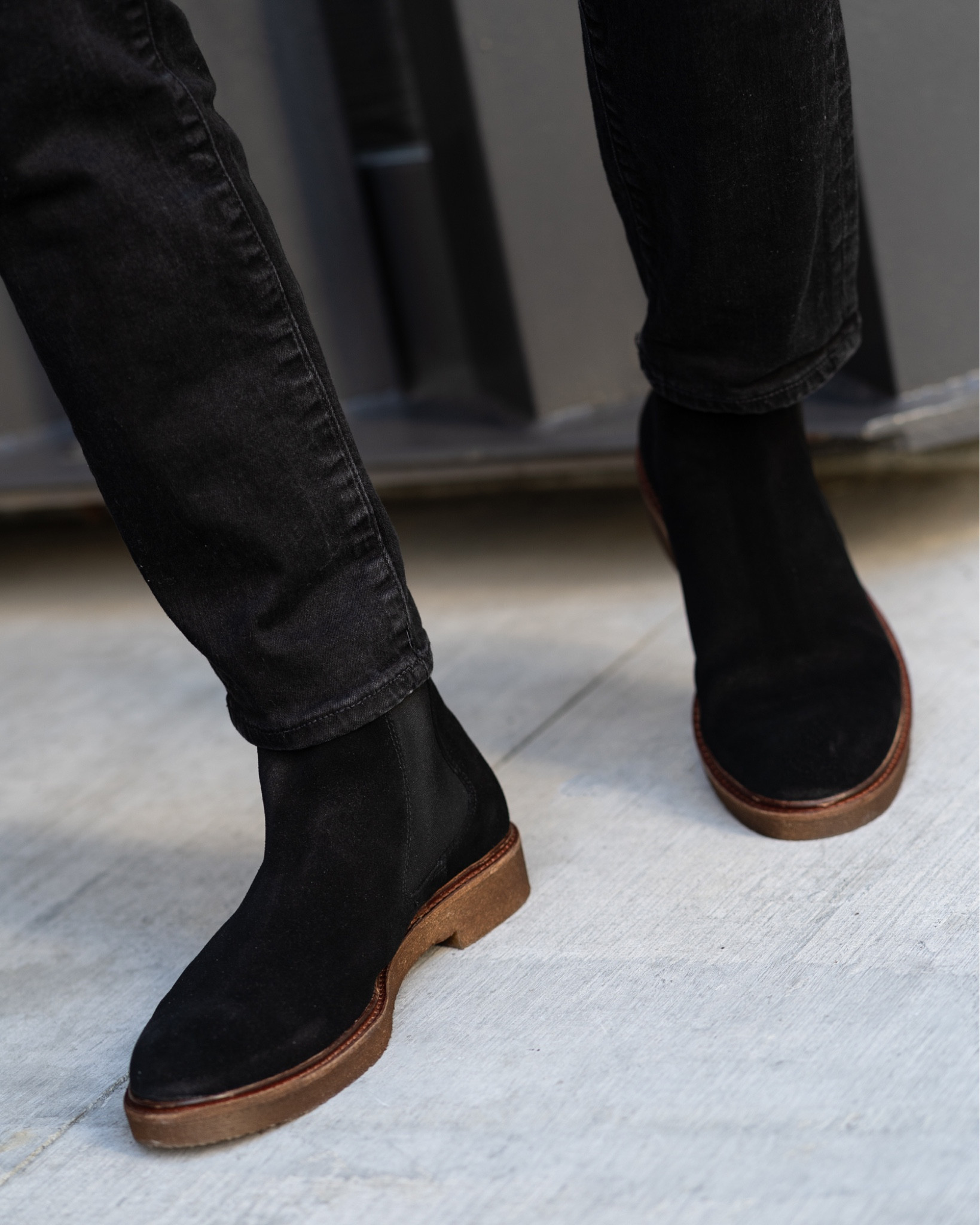Black Jeans x Black suede boots

#LTKmens