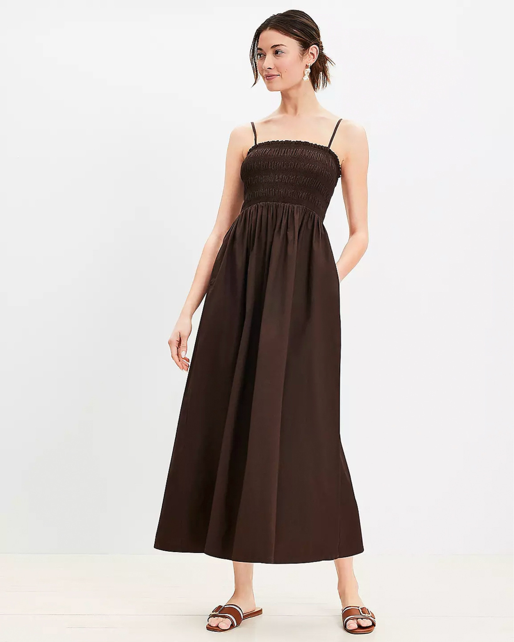 Poplin Smocked Strappy Maxi Dress curated on LTK