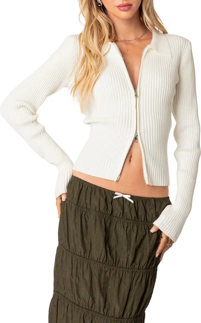 Cora Rib Zip Front Cardigan | Nordstrom