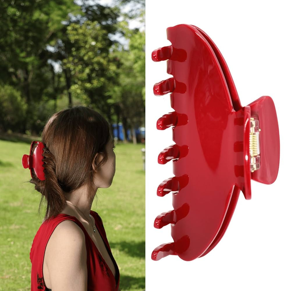 Durable Acetate Hair Clips, 4-Inch Cherry Red Claw Clips for Fine and Thick Hair | Amazon (US)