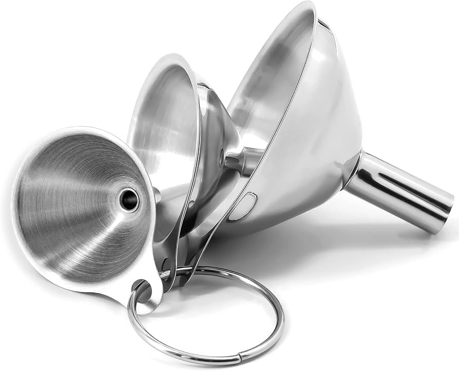 Anaeat Stainless Steel Mini Kitchen Funnel Set, 3 Pack Durable Metal Filling Funnels for Transfer... | Amazon (US)