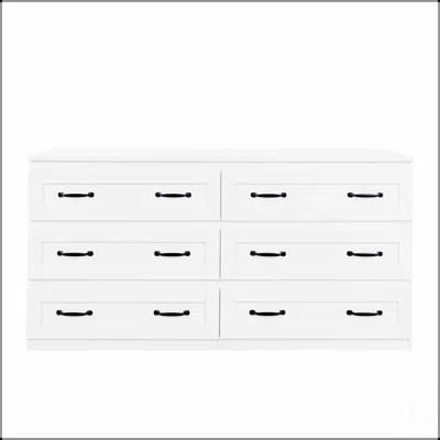 Modern white side cabinet with 6 drawers , Wood Chest of Drawers with Metal Handle, Storage Organizer for Living Room , Bedroom or Hallway | Wayfair North America