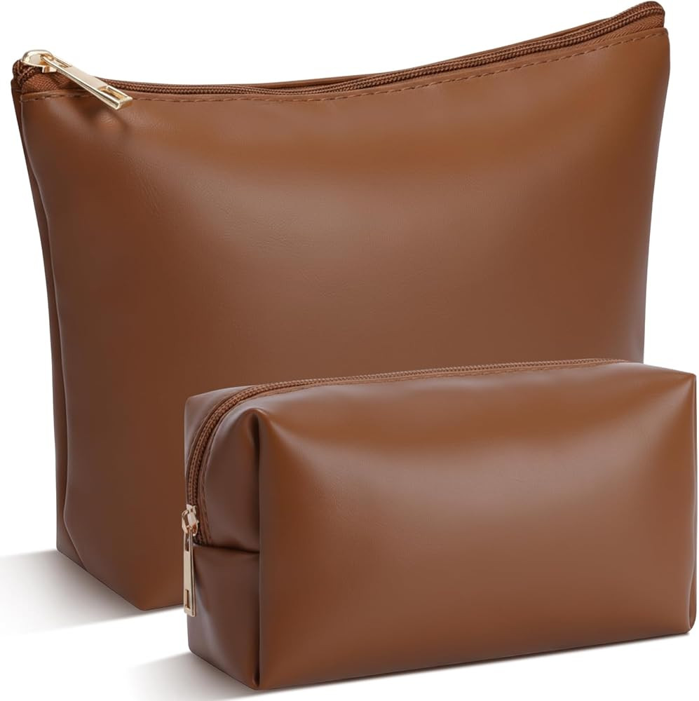 Kigeli 2 Pcs Christmas Women Gifts Makeup Bag Set PU Leather Aesthetic Cosmetic Bag Small Toiletr... | Amazon (US)