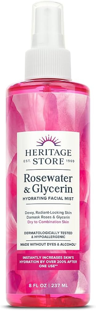 HERITAGE STORE Rosewater & Glycerin Hydrating Facial Mist - Dry Combination Skin Care - Rose Wate... | Amazon (US)