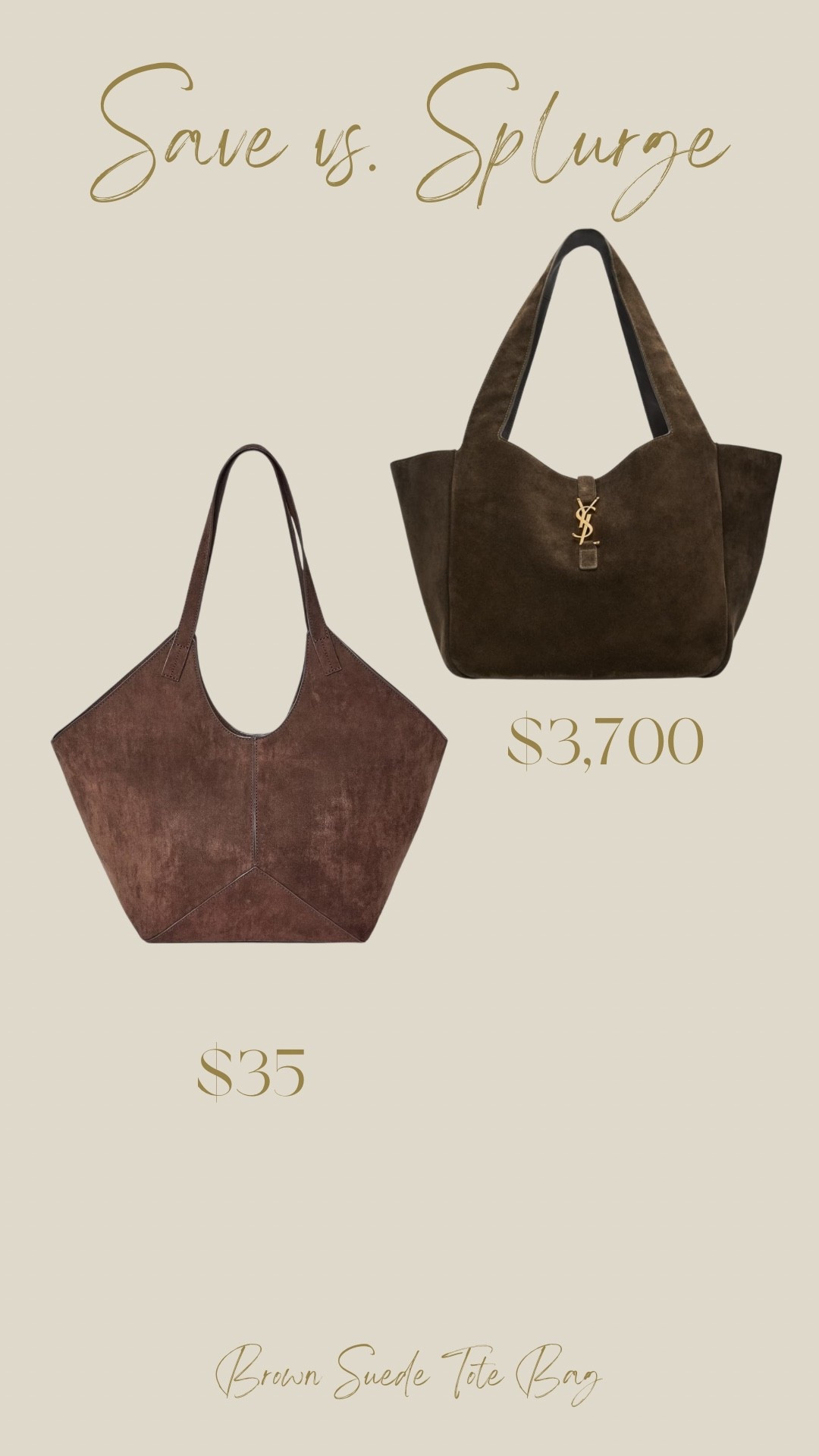You can purchase this brown suede tote bag from Saint Laurent  for $3,700 orrr this one from Target for $35.

#LTKootd #LTKOver40 #LTKSeasonal
