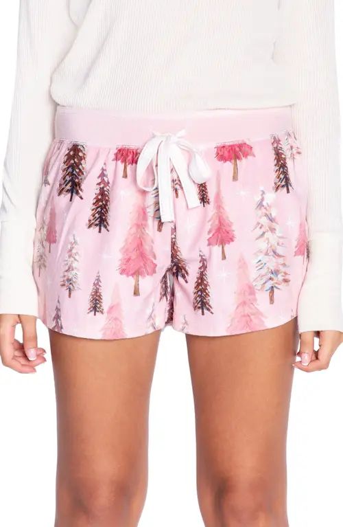 PJ Salvage Happy Nature Silky Velour Pajama Shorts in Blush at Nordstrom, Size Large | Nordstrom